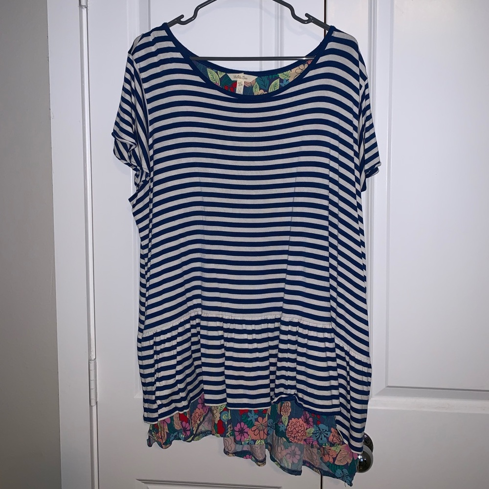 Matilda Jane Navy and White Stipe Shirt